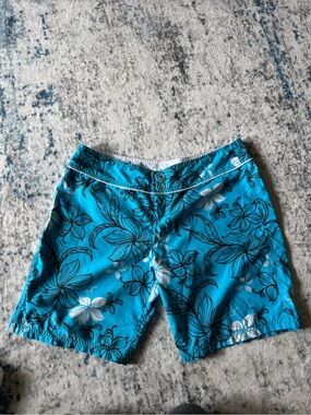 Blue Floral Swim Coverup Shorts